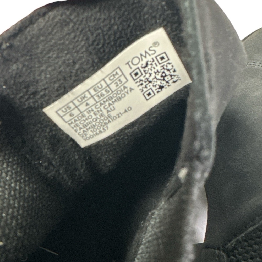 TOMS Leather Chelsea Everly Ankle Boots Black Heeled Booties Women's Size 6 NWT - Picture 7 of 11